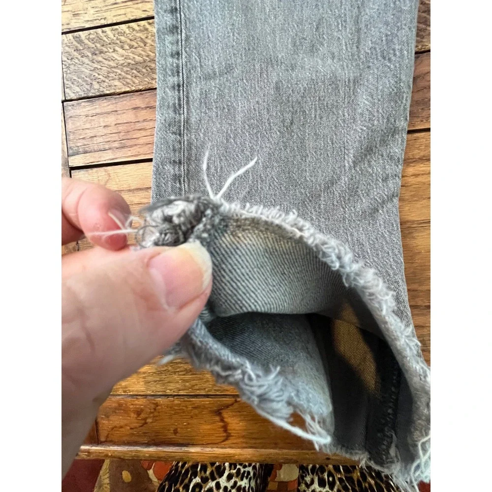 GAP Cheeky Straight High Rise 32 14T frayed hem grey denim jeans Tall XL